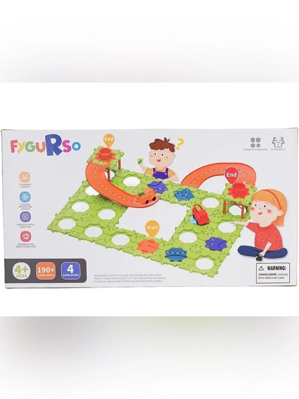 Modular Kids Race Track Building Set - Green & Orange